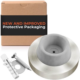 Stainless Steel & Rubber Wall-Mounted Door Stopper by NYCO Architectural Hardware- Heavy Duty Round Door Bumper for Wall & Door Protection- Modern Universal Door Slam Stopper (Satin Chrome US26D)