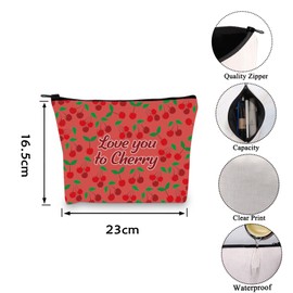 VAMSII Funny Cherry Makeup Bag Cherry Theme Gift Love You To Cherry Zipper Pouch Bag (you to Cherry)