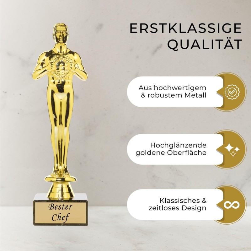 andSmile Winner Figure with Engraving "Bester Chef" - Trophy Made