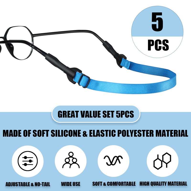 ANYGIFT Glasses Strap,5PCS Eyeglasses Strap Adjustable Sunglasses Strap for Men