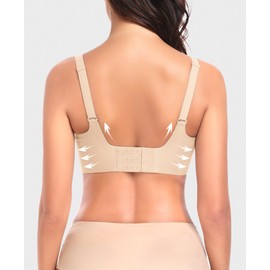 SINFLA Womens Wireless Bra No Underwire Comfort Seamless Bras Buttery Soft Bralette Full Coverage Everyday Bra (Beige,X-Large)