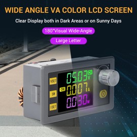 DROK Adjustable Buck Boost Converter, Wide Angle Color Screen LCD Display 36V to 12V Converter for Golf Cart, Solar Panel, 6A 12V Power Supply, DC Voltage Regulator Adjustable 6v-36v to 0-36v 120W