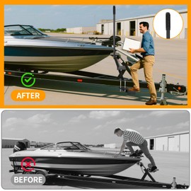 Heavy Duty Boat Trailer Steps, Non-Slip Ladder with Safety Grab Handle, Adjustable Boat Steps, Universal Fits for Trailers Tongue Step, 3-Step Design (Black)