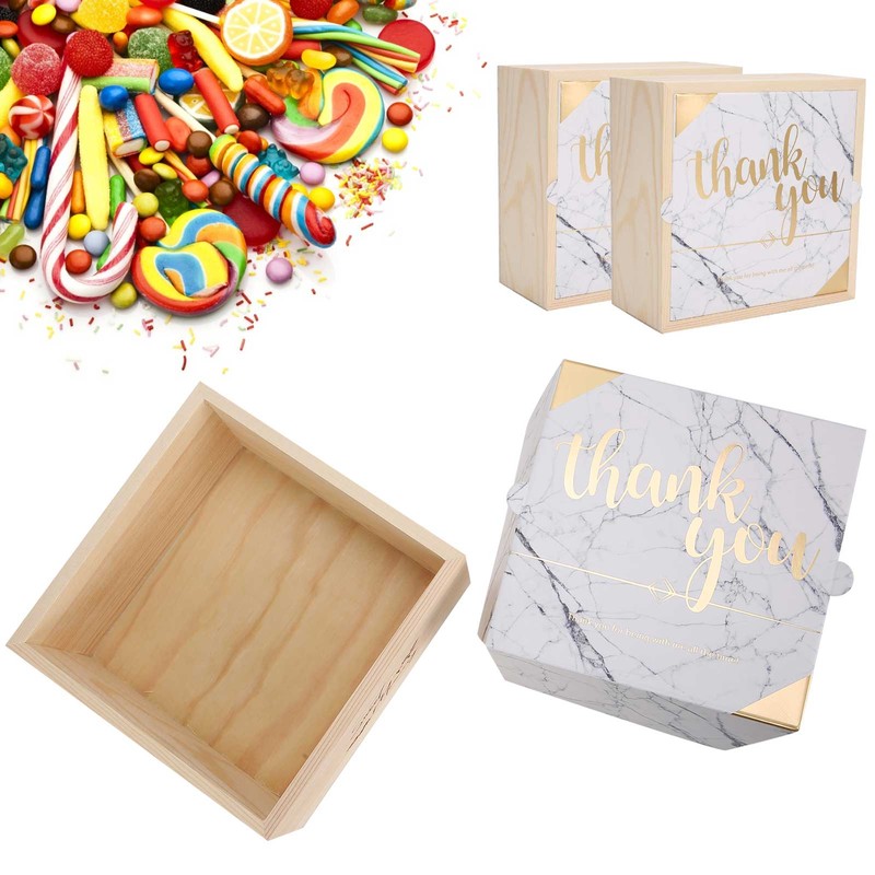 2 Set Wedding Wooden Gift Box PVC Exquisite Candy Packaging