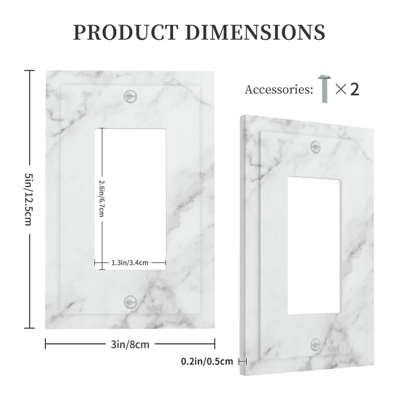 HIZUWKY Decorative Gray White Marble Print Light Switch Wall Plate