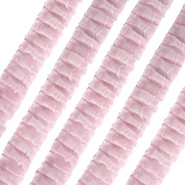 Mililanyo 11 Yards Pink Double-Layer Pleated Chiffon Lace Trim 5cm Wide 2-Layer Gathered Ruffle Trim Edging Tulle Trimmings Fabric Ribbon for Home DIY Sewing Crafts