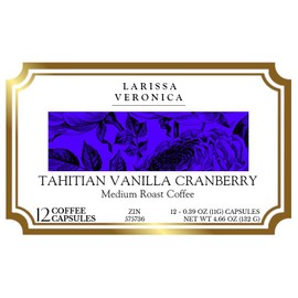 Tahitian Vanilla Cranberry Medium Roast Coffee (Single Serve K-Cup Pods) (Gourmet, Naturally Flavored, Whole Coffee Beans) (12 pods, ZIN: 575736) - 2 Pack