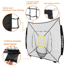 Storgem Replacement Net for Baseball Net,(Net Only),7-Strand Knotless Polyester Net,Fits The 7x7ft Size Baseball Bow Style Frames (Black)