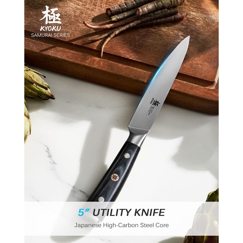 KYOKU 5" Kitchen Utility Knife, Samurai Series Chef Knife with