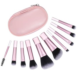 10pcs Mini Set de Brochas de Maquillaje con Bolsa de Almacenamiento, Suministros de Viaje Portátiles, Kit de Brochas de Maquillaje Profesionales, Cosméticos Esenciales, Regalo Ideal