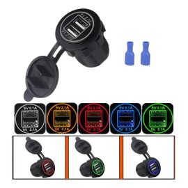 12v 2.1a Para Cargador Iluminado Usb Doble Salida Coche Moto
