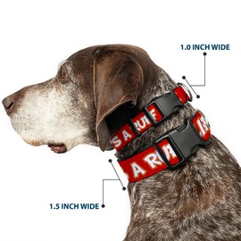Buckle-Down Collar de Perro de plástico con Clip Pluto 2 Pose Its A Ruff Life Rojo, Amarillo Blanco de 9 a 15 Pulgadas de Ancho