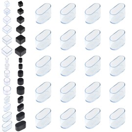 Rustark 20Pcs 15mmx30mm Clear Oval Rubber Furniture Leg Caps Assortment Kit Anti-Slip Chair Leg Caps Furniture Floor Protectors Chair Leg Covers Chair Leg Foot Cover Feet Pads for Chair Table Sofa