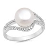 Clear CZ Simulated Pearl Swirl Ring New .925 Sterling Silver