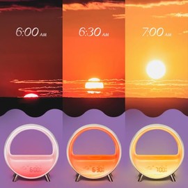Dekala Dekala Lichtwecker Tageslichtwecker Sonnenaufgang und Sonnenuntergang Simulation, Nachttischlampe mit kabellosem 15W Laden, Touch- und App-Steuerung