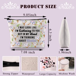 PLITI Koala Makeup Bag Koala Lover Gift Crazy Koala Lady Gift Koala Bear Mom Gift Cute Koala Gift Animal Lover Travel Pouch (Thinking KoalasU)