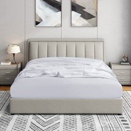 Cathay Home King Fitted Sheet - Double Brushed Ultra Soft - Wrinkle & Fade Resistant - 21" Extra Deep Pocket Fitted Sheet Only - Good Fit for 19"-23" Deep Mattress (King, White)