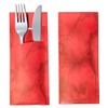 30 Cutlery Bags with Napkin Red Marbled 20 cm