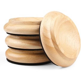 Pack of 4 Solid Wood Upright Piano Castors, Furniture Castors, HilerPunk Sofas, Beds, Chairs, Wheels, Cups, Pads, with Non-Slip and Noiseless Felt Pads, for Hardwood Floor Protectors, Natural Wood