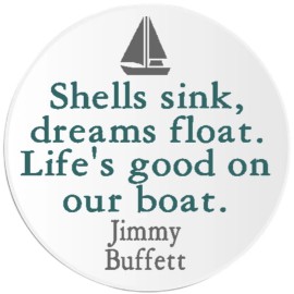 Kiwi Gifts Shells Sink Dreams Float Life's Good On Boat - 25 Pack Circle Stickers 3 Inch