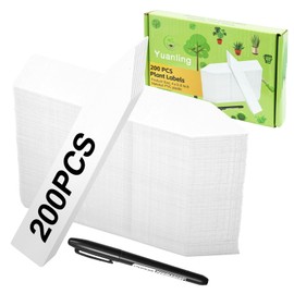 Yuanling Plant Labels 200 PCS Yuanling for Seeding Plastic Waterproof Plant Name Tags Garden Labels Marker Garden Pots Stakes for Outdoor Potted Plants with Permanent Marking Pen (White)