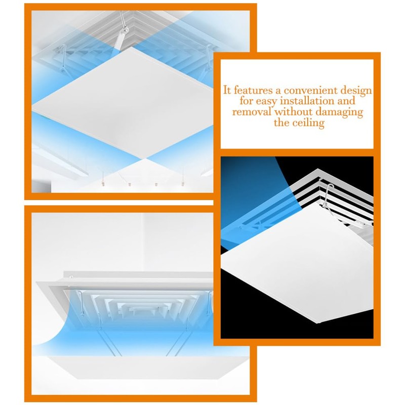 TEHAUX Air Conditioner Vent Deflector - Square 35x35cm White Ceiling