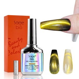 SAGEBIO Blue Tears Cat Eye Gel Nail Polish, 15ml, Long-Lasting for 4 Weeks, Magnetic Effect Gel for Stunning Nail Art, 03