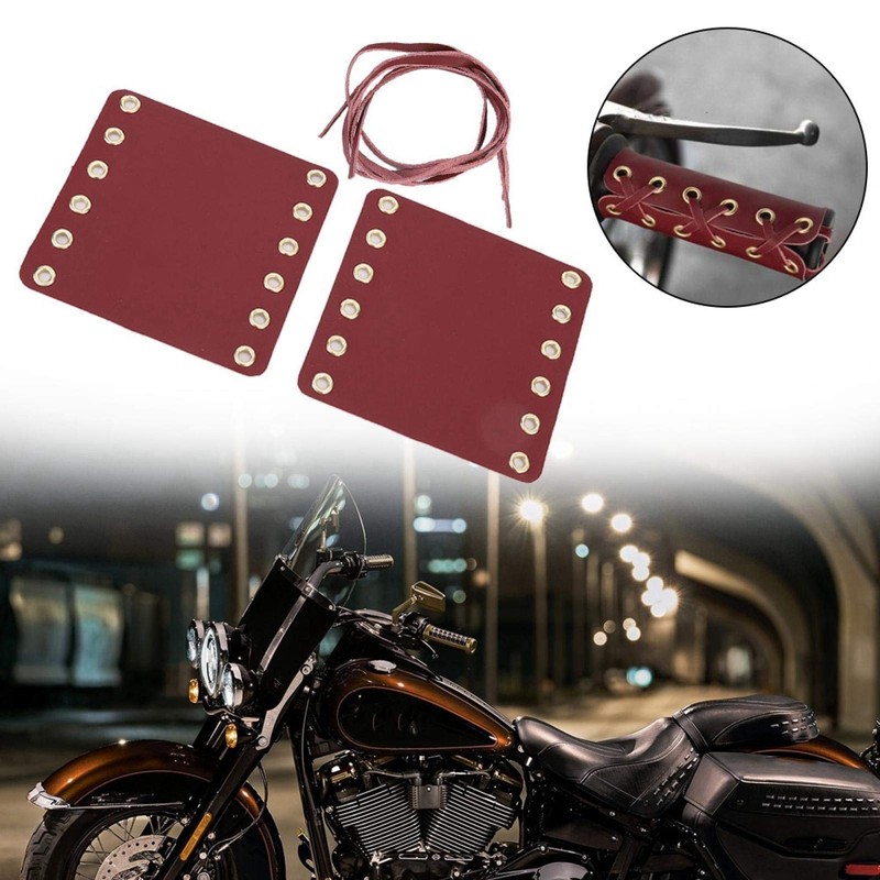 2PCS Leather Motorcycle Handlebar Grips Hand Grip Covers Motorcycle Modification