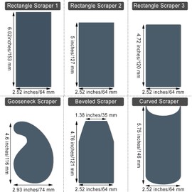 Therwen Card Scraper Burnisher and 6 Pcs Cabinet Scraper Set for Woodworking Card Woodworking Burnishing Tool Include 3 Rectangle 1 Gooseneck and Curved 1 Beveled Hand(Blue)