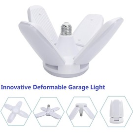 2 Pack LED Garage Light - 6000 Lumen 6500K Daylight 60W, Four Leaf Garage Organization Ceiling Lighting, White