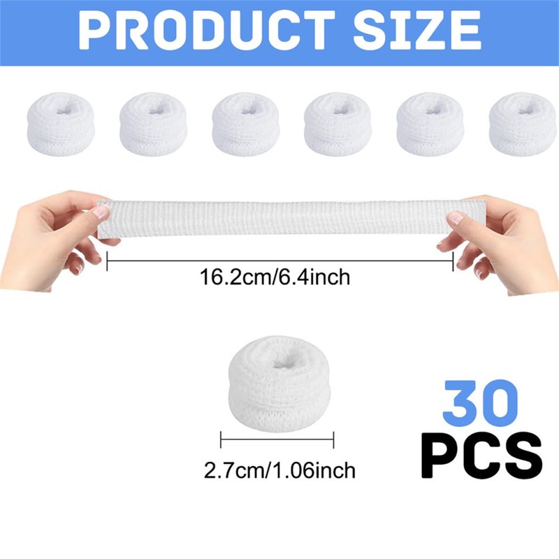 Finger Bandages 30pcs Bobs Thumb Bandage Finger Bandage Tubular White