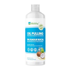 Wellthy Enjuague Bucal 100% Natural 1lt (1000 ml). Oil Pulling a base de Aceite de Coco. Vegan, Alcohol Free, Chemical Free.