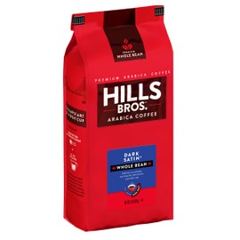 Hills Bros. Dark Satin Whole Bean Coffee – Rich and Bold Premium Arabica Coffee Beans – Orthodox Union Kosher – Dark Roast, Fresh Grind for Best Aroma & Taste – Dark Satin, 1 Pack of 32oz