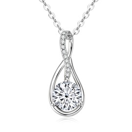 DYUNQ Moissanite Infinity Necklace, 925 Sterling Silver Lab Created Diamond Pendant Necklace for Women, Anniversary Jewelry Gifts for Wife Girlfriend, Adjustable 18-20 inch