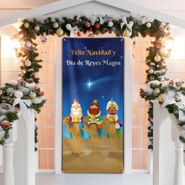 BETESSIN Banner Christmas - Feliz Navidad & Día de Reyes Magos - Door Banner from Spanish - Hanging Decoration for Christmas