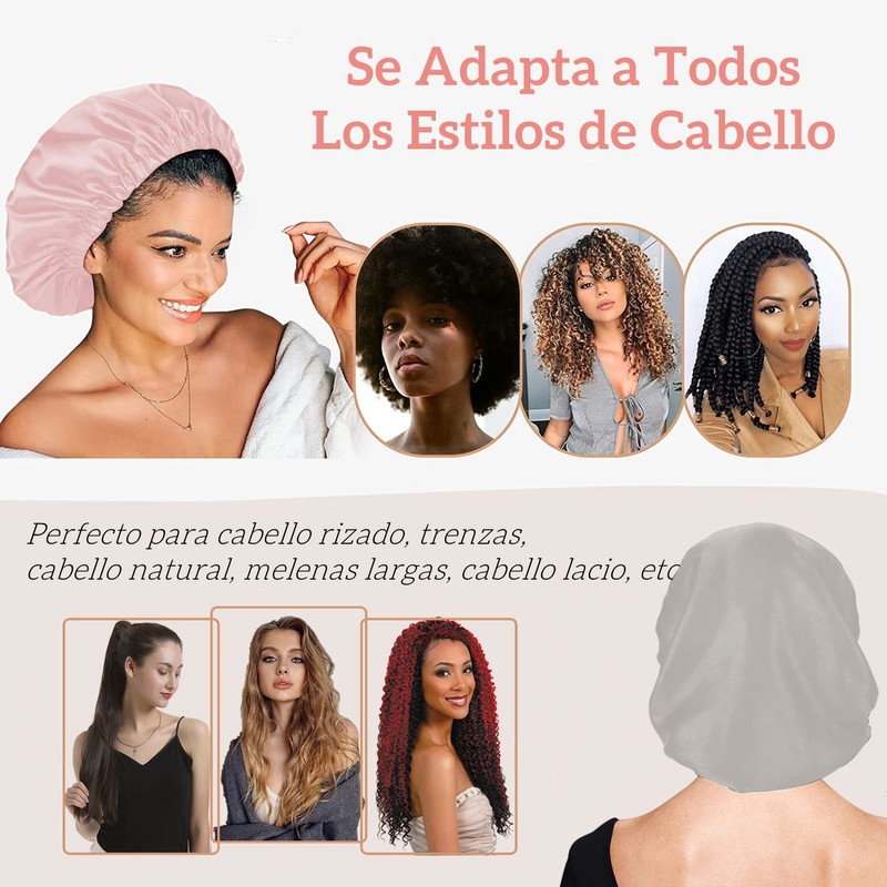 Gorro de Seda para Dormir Ajustable 3 Piezas, Gorro para