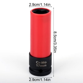 Penitue 17mm Protective Lug Nut Impact Socket for Vehicles with Convex Hex Flower Head Lug Nuts, 1/2" Square Drive, Cr-Mo Steel, Non-Marring Wheel Rim Guard Compatible with CL/GL/GLK/GLS/S-Class
