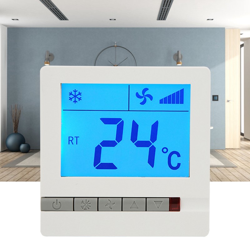 LCD Digital Thermostat Delay Compressor Protection Fan Coil Unit Temperature