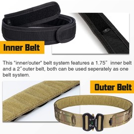 IDOGEAR 2 Inch Tactical Belt MOLLE for Men with 1.75" Inner Belt Battle Belts Nylon Duty Quick Release Metal Buckle Belts Hook-and-Loop Laser-cut (Large(38''-42''), Multi-camo)