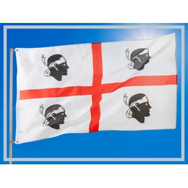 PHENO FLAGS Sardinia Flag - Sardinia Flag 90 x 150 cm with Brass Eyelets - Weatherproof Italy Flag for Flagpole - 100% Polyester