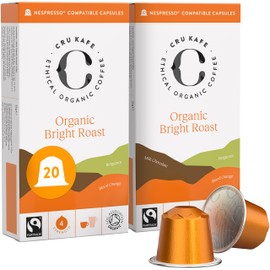 Cru Kafe Organic Bright Roast Arabica Espresso Single-Serve Organic Arabica Coffee Pods (20 Pods) Compatible with Nespresso Original Line
