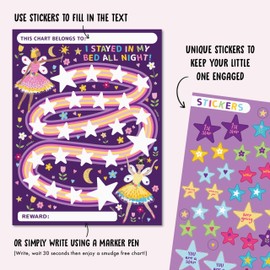 CENTRAL 23 Reward Chart with Stickers for Sleeping in Own Bedroom x 10 pcs- Pretty Fairies - Bedtime Routine Chart for Kids - Toddler Routine Chart Sleep Trainer - Activity Trackers for Girls