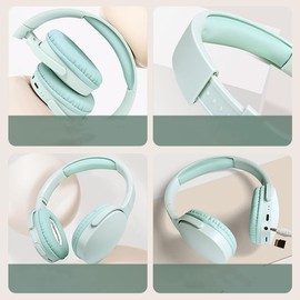 LIWEARE Bluetooth Headphones, Over Ear Wireless Headset, Heavy Bass Headphones, HiFi Stereo Sound, 2.4 GHz Gaming Headphones with Noise Cancelling (Green)