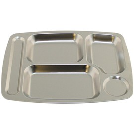 MFH Outdoor Camping Stainless Steel Canteen Tray Party Tray Food Tray with 5 Compartments
