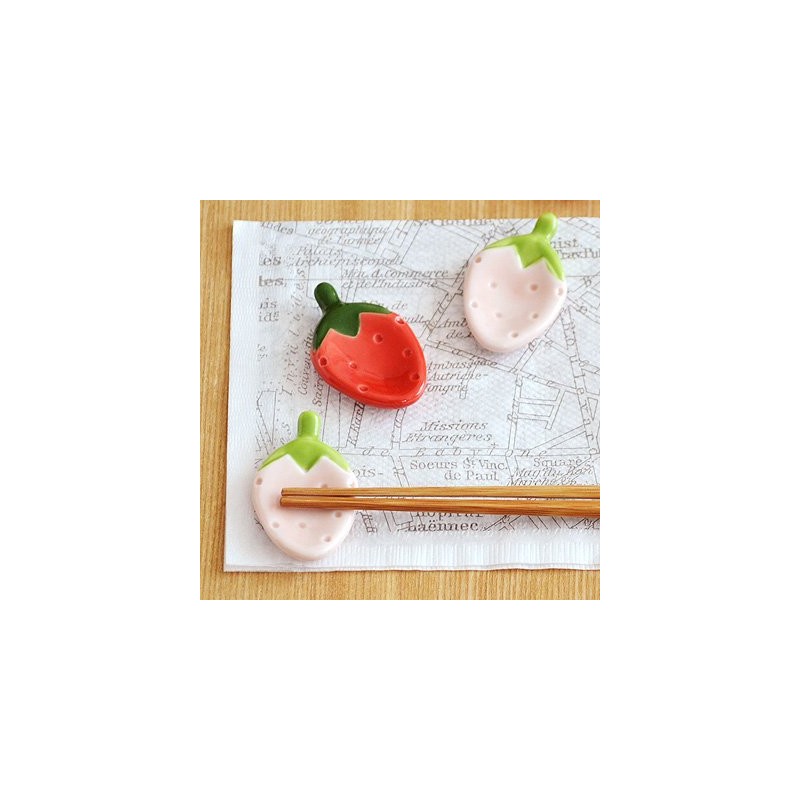 te-buruuxeai-suto Strawberry Chopstick Rest Set of 5 katorari-resuto supu-nresuto Dinnerware