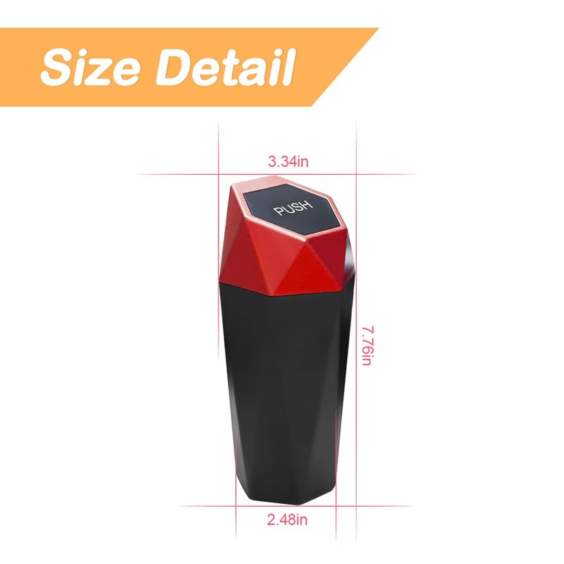 Osilly Car Trash Can with Lid, Diamond Design Small Portable