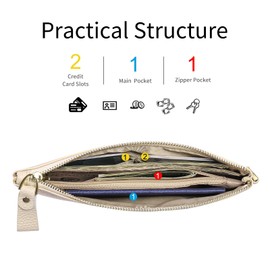 SENDEFN Wristlet Bag for Women, RFID Blocking Clutch Bags for Women, Genuine Leather Handbags for Women with Wrist Strap and Zip Pocket Coins Compartment