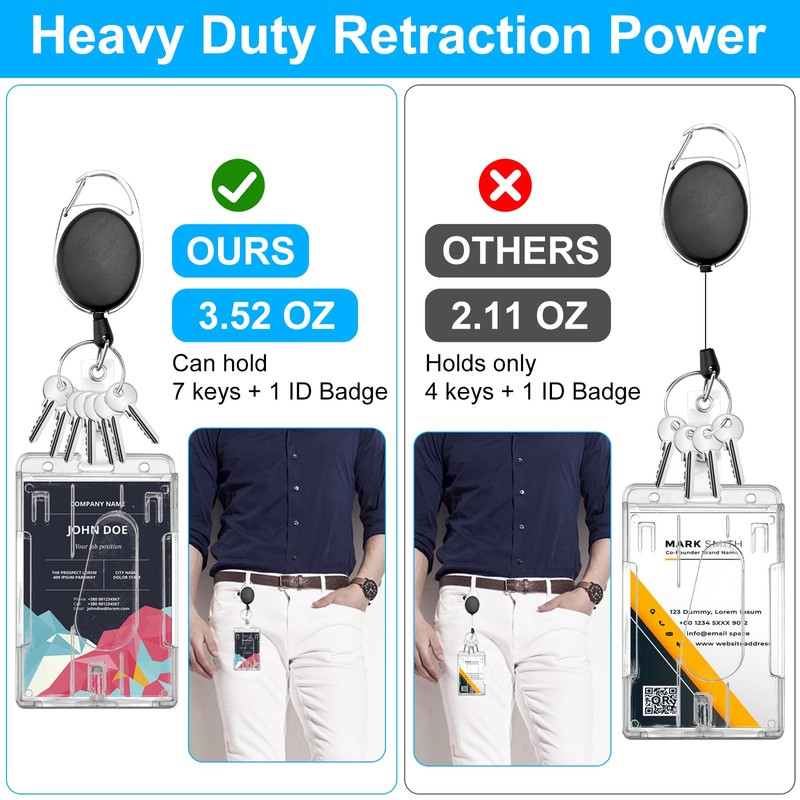 Pack of 2 ID Card Holder with Clip, Hard Plastic