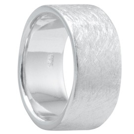 Vinani RXG Ring Wide Brushed Solid 925 Sterling Silver, Silver