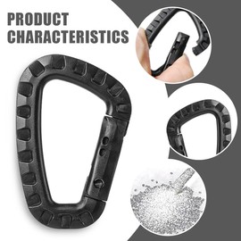 Pack of 5 Carabiner Plastic Carabiner Hooks Plastic Shape Carabiner Plastic Black Set ABS Carabiner Clip for Outdoor Ropes Backpacks Fishing Rods Camping Hiking Fishing Backpack Carabiner Plastic,